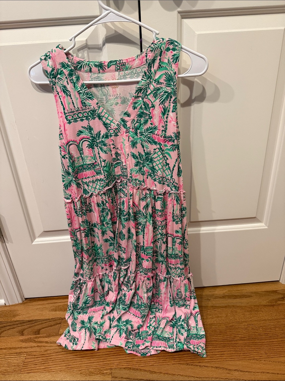 Lilly Pulitzer Pink & Green Palm Print Mini Dress